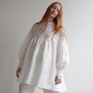 Town Clothes Salima midi dress white linen